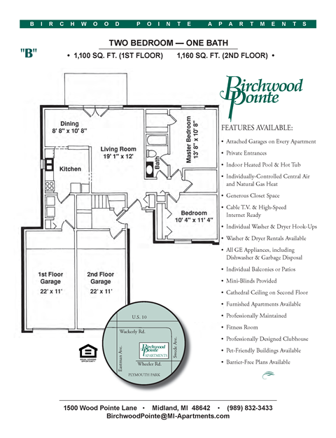 Floor plan for 2 beds, 1 bath, 1160 sqft